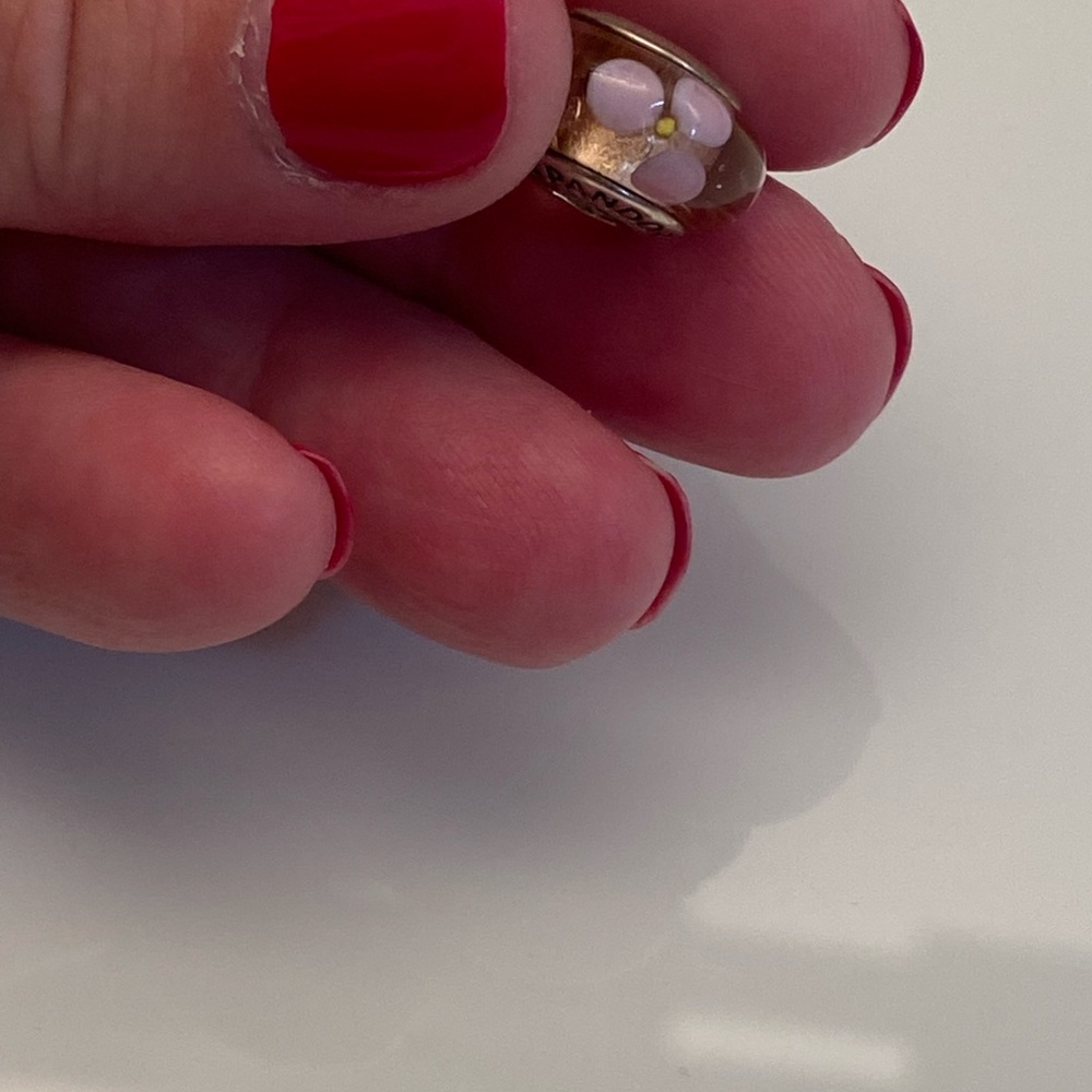 Pandora Retired Pink Flowers For You Glass Bead
